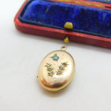 Victorian 9ct Rose Gold Back & Front, Seed Pearl & Turquoise Locket c1860