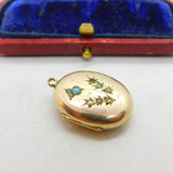 Victorian 9ct Rose Gold Back & Front, Seed Pearl & Turquoise Locket c1860