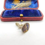Sterling Silver & Derbyshire Blue John Set Fob Seal 1977 Birmingham Vintage