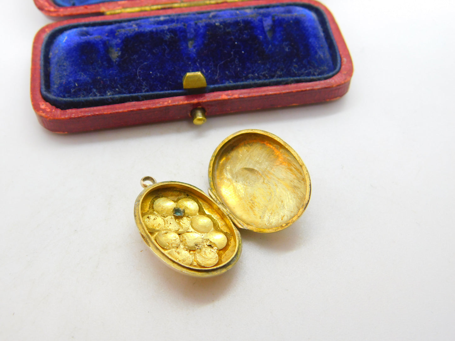 Victorian 9ct Rose Gold Back & Front, Seed Pearl & Turquoise Locket c1860