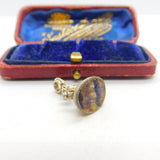 Sterling Silver & Derbyshire Blue John Set Fob Seal 1977 Birmingham Vintage