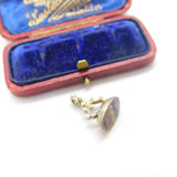 Sterling Silver & Derbyshire Blue John Set Fob Seal 1977 Birmingham Vintage