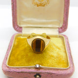 9ct Yellow Gold Tiger's Eye Stone Set Signet Ring Vintage c1970 Size V UK
