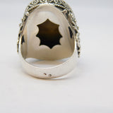 Spanish Large Sterling Silver, Gold & Tiger's Eye Signet Ring Vintage c1950