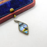 TLM Sterling Silver & Morpho Butterfly Wing Tropical Island Drop Pendant Antique