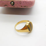 9ct Yellow Gold Tiger's Eye Stone Set Signet Ring Vintage c1970 Size V UK