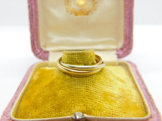 9ct Yellow, Rose & White Gold Trinity Ring Vintage c1970