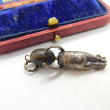 WW1-era Silver & Wooden 'Fumsup' Good Luck Charm Pendant Antique c1915