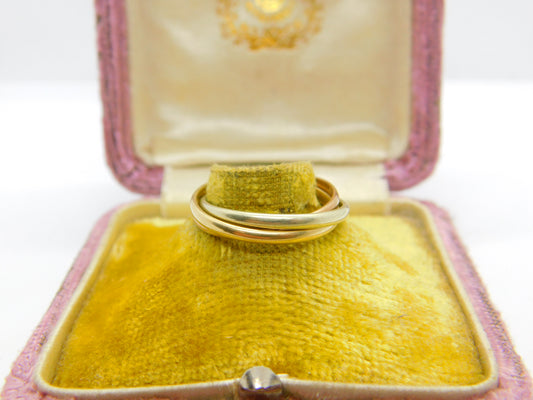 9ct Yellow, Rose & White Gold Trinity Ring Vintage c1970