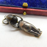 WW1-era Silver & Wooden 'Fumsup' Good Luck Charm Pendant Antique c1915