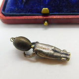 WW1-era Silver & Wooden 'Fumsup' Good Luck Charm Pendant Antique c1915