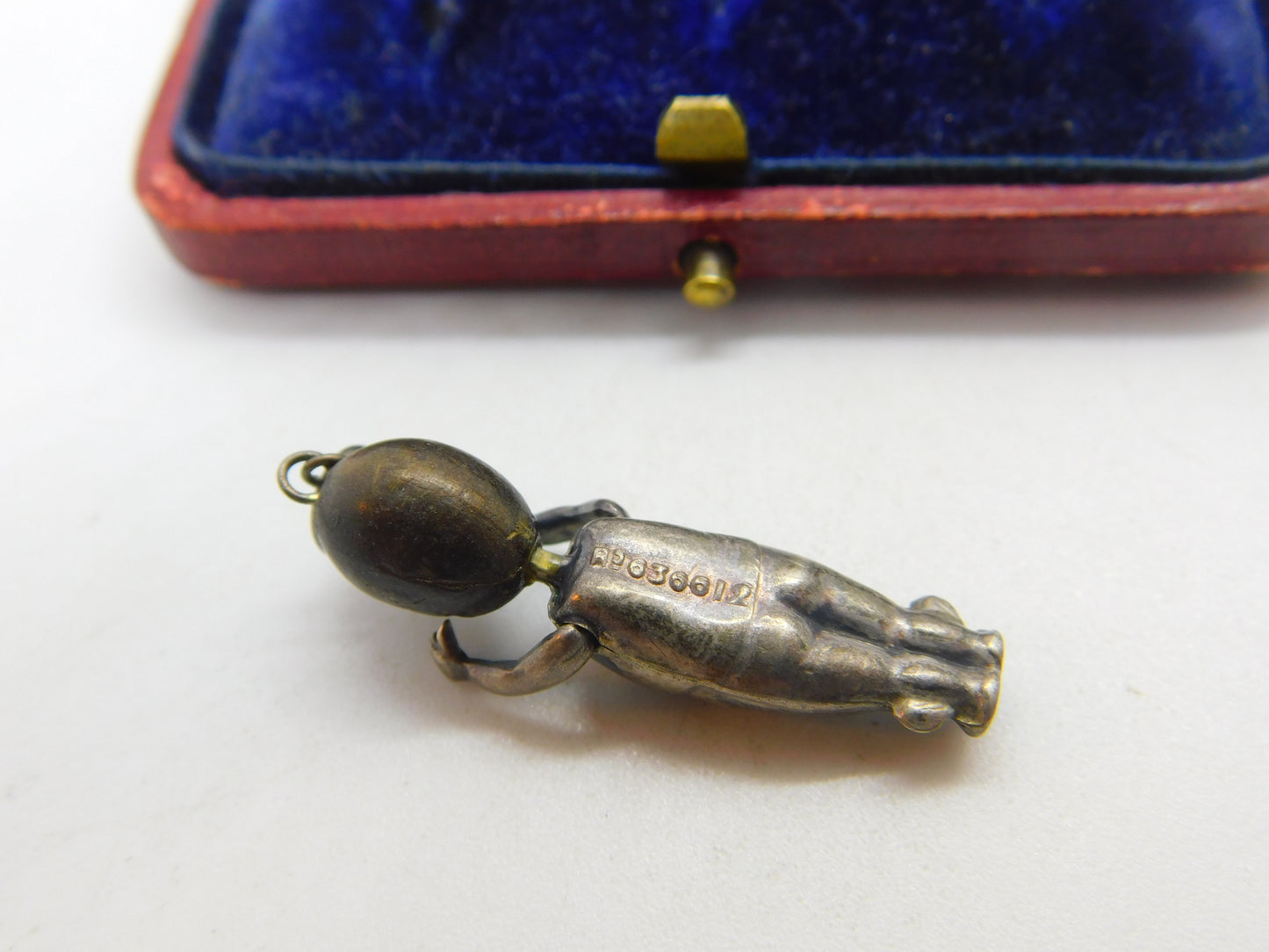 WW1-era Silver & Wooden 'Fumsup' Good Luck Charm Pendant Antique c1915