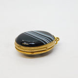 Victorian Rolled Gold & Banded Agate Double-Sided Locket Pendant Antique c1880