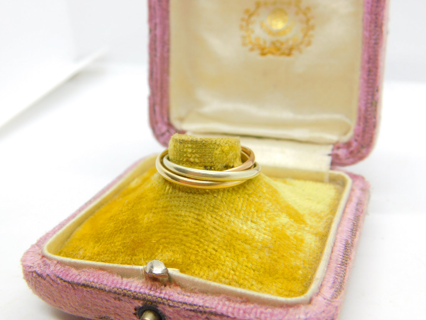 9ct Yellow, Rose & White Gold Trinity Ring Vintage c1970