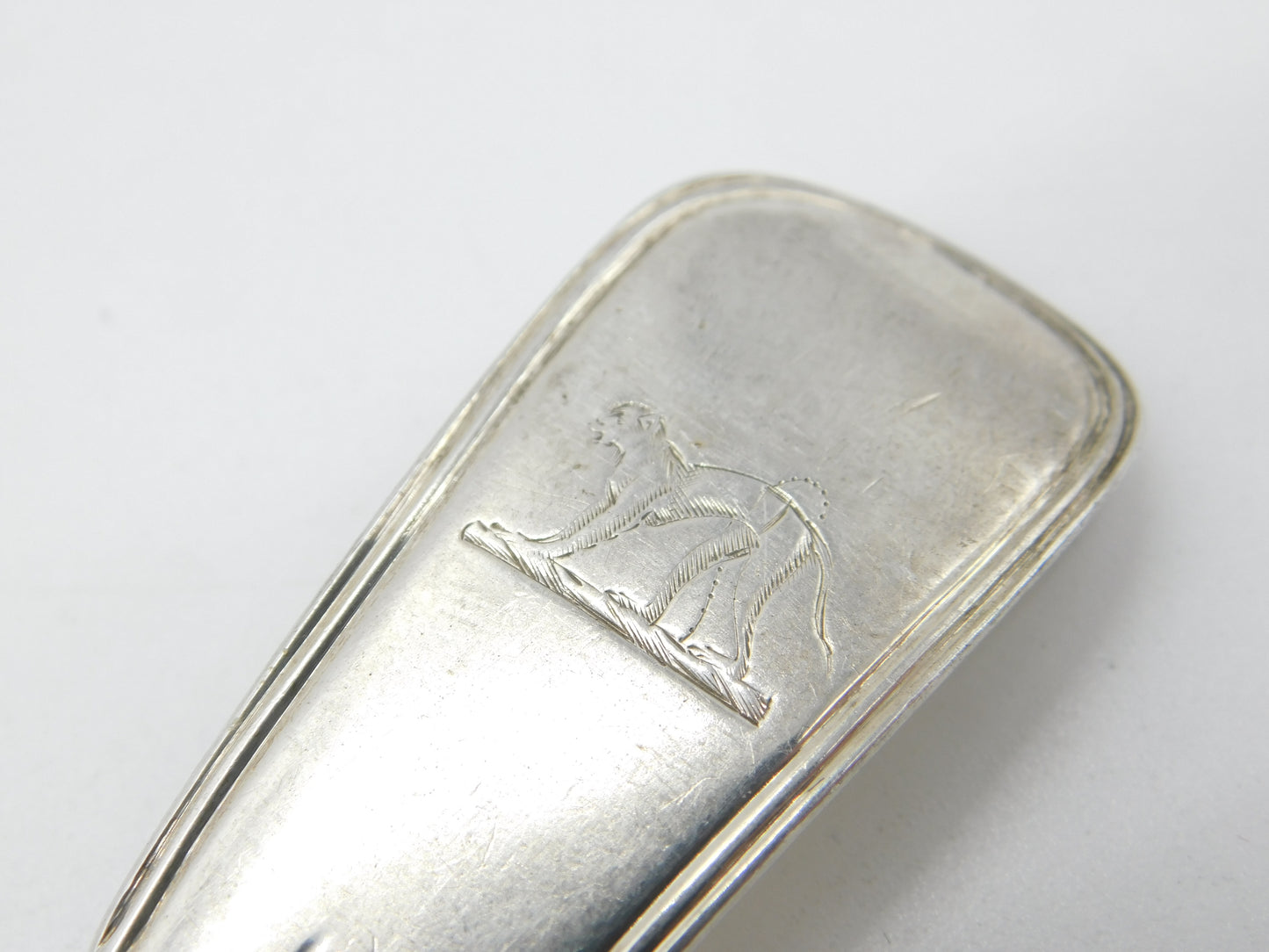 Irish Sterling Silver Table Fork with Monkey Crest Antique 1826 Georgian Dublin