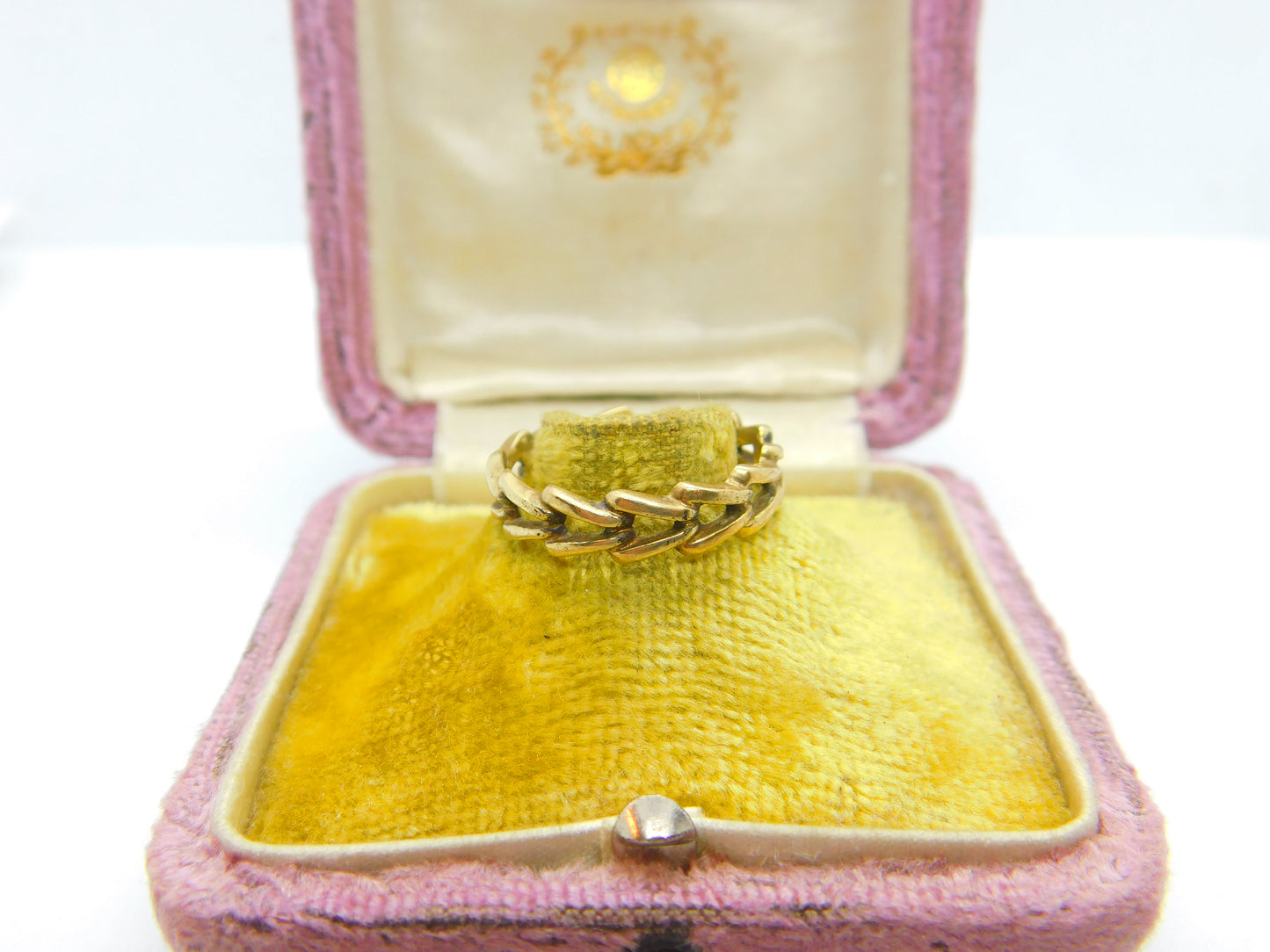 9ct Yellow Gold Woven Rope Form Band Ring 1973 London Vintage Size P UK