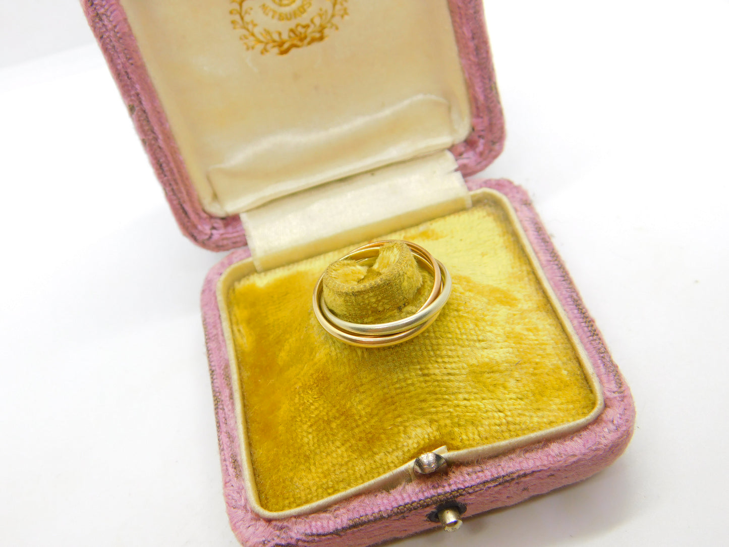 9ct Yellow, Rose & White Gold Trinity Ring Vintage c1970