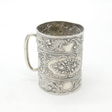 Edwardian Sterling Silver Floral Christening Mug Antique 1906 Birmingham