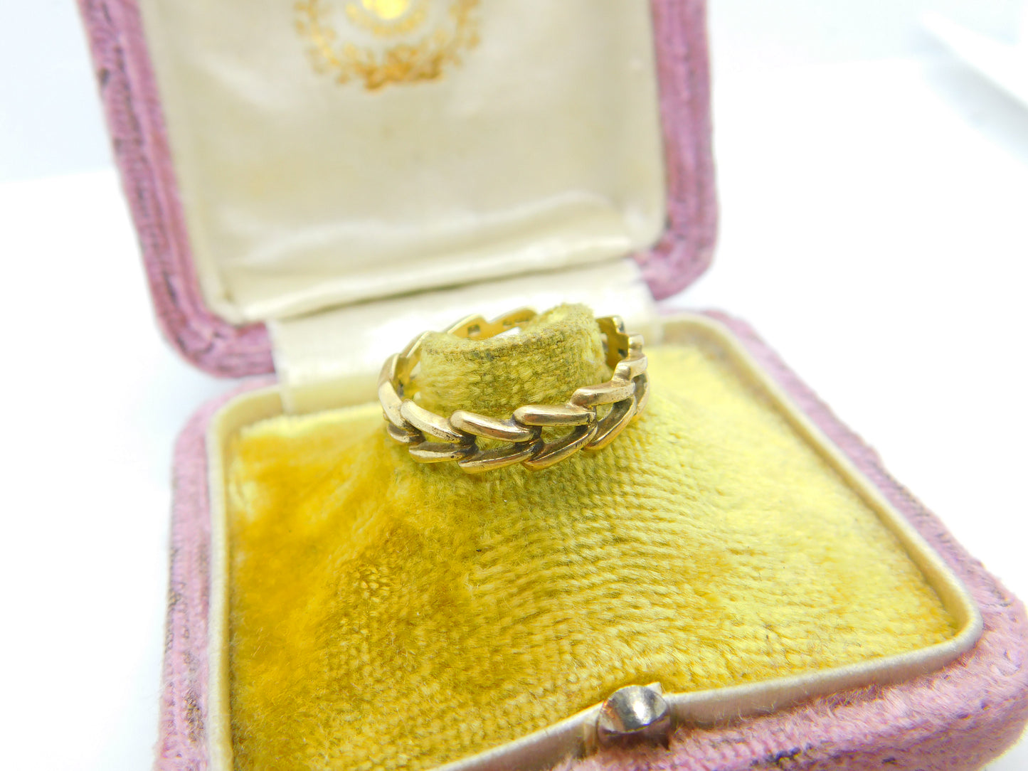 9ct Yellow Gold Woven Rope Form Band Ring 1973 London Vintage Size P UK