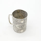 Edwardian Sterling Silver Floral Christening Mug Antique 1906 Birmingham