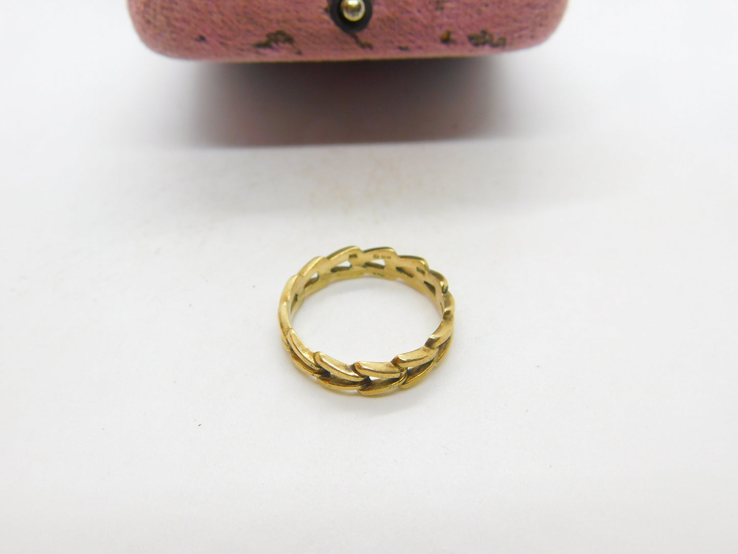9ct Yellow Gold Woven Rope Form Band Ring 1973 London Vintage Size P UK
