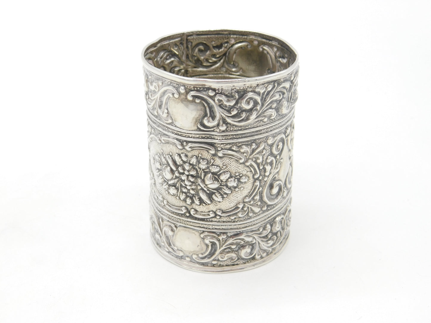 Edwardian Sterling Silver Floral Christening Mug Antique 1906 Birmingham