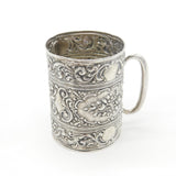 Edwardian Sterling Silver Floral Christening Mug Antique 1906 Birmingham