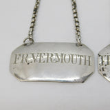 Pair of Sterling Silver French & Italian Vermouth Decanter Labels Antique 1932 London