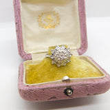 Italian 18ct White Gold & Spinel Set Floral Cluster Dress Ring Vintage c1990