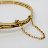 9ct Yellow Gold, Emerald & Seed Pearl Floral Bangle Bracelet Vintage London