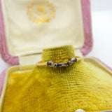 9ct Yellow Gold, Sapphire & Diamond Band Ring Vintage c1980 Sheffield