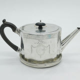 George III Sterling Silver Bright Cut Teapot & Stand Antique 1780 London