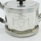 George III Sterling Silver Bright Cut Teapot & Stand Antique 1780 London