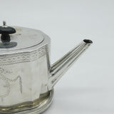 George III Sterling Silver Bright Cut Teapot & Stand Antique 1780 London