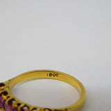 Edwardian 18ct Yellow Gold & Five-Stone Ruby Boat Ring Antique c1910