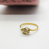 9ct Yellow Gold Small Diamond Set Crossover Ring 1969 Birmingham Vintage