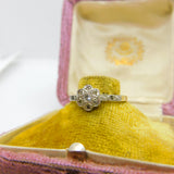 Victorian 18ct Yellow Gold Diamond Set Daisy Cluster Ring Antique c1890