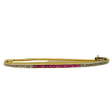 Art Deco 18ct Yellow Gold, Ruby & Diamond Set Bar Brooch Antique c1930s