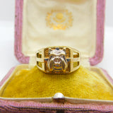 9ct Yellow Gold British Bulldog Large Signet Ring Vintage c2000 Sheffield
