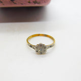 Victorian 18ct Yellow Gold Diamond Set Daisy Cluster Ring Antique c1890