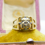 9ct Yellow Gold British Bulldog Large Signet Ring Vintage c2000 Sheffield