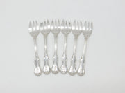 Edwardian Set of Six Sterling Silver Crested Oyster Forks 1908 London Antique