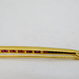 Art Deco 18ct Yellow Gold, Ruby & Diamond Set Bar Brooch Antique c1930s