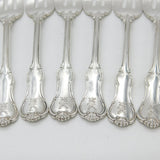 Edwardian Set of Six Sterling Silver Crested Oyster Forks 1908 London Antique