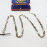 Edwardian Sterling Silver Albert Watch Chain 1902 Birmingham Antique 18" Length