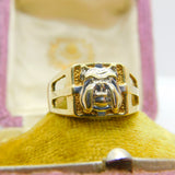 9ct Yellow Gold British Bulldog Large Signet Ring Vintage c2000 Sheffield
