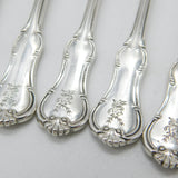 Edwardian Set of Six Sterling Silver Crested Oyster Forks 1908 London Antique