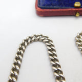 Edwardian Sterling Silver Albert Watch Chain 1902 Birmingham Antique 18" Length