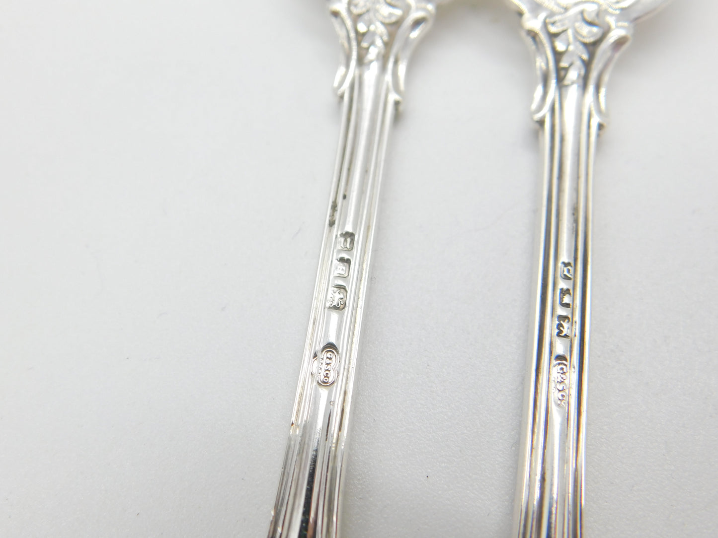 Edwardian Set of Six Sterling Silver Crested Oyster Forks 1908 London Antique