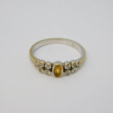 18ct White Gold, Citrine & Twelve-Stone Diamond Ring Vintage 2006 London